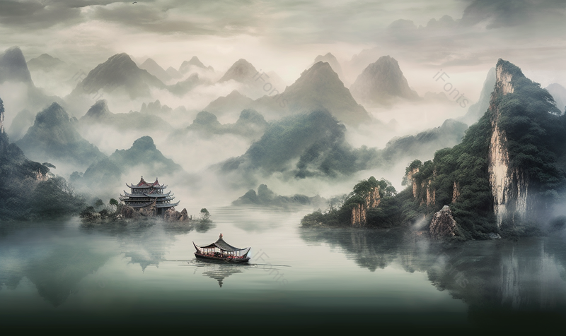 意境水墨山水丹青画背景图,插画/手绘图,插画/手绘图库,插画/手绘图下载,插画/手绘